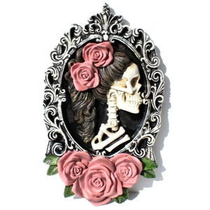New Halloween 3D Skelton Pink Girly Resin Wall Art Wall Decor Prop Home Decor